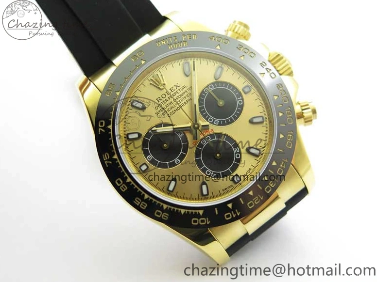 0501 Sporty Daytona 116518 KKF 1:1 Best Edition 904L Steel YG Black Dial on Rubber Strap A 2455